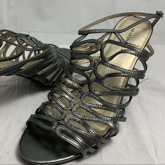 NOS 11 A. Marinelli Pewter leather strappy sandals - Picture 2 of 8